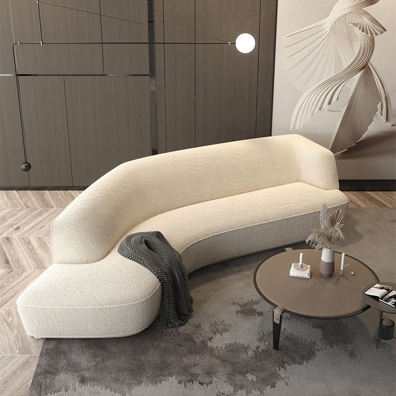 Sloped Arm Sofa Wool Modern Style Curved Sofa for Living Room