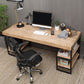 Contemporary Style Office Desk Solid Wood Writing Desk with Shelf Clearhalo 'furn' 'furn_office_desk' 'Furniture' 'Office Desks' 'Office Furniture' 'office_desk' 1200x1200_53af20a2-8d65-42a0-bf52-fff8c028d2a0
