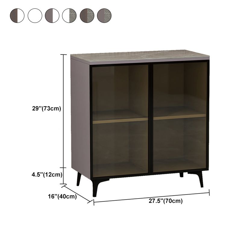 Modern Stone Buffet Sideboard White 33.4"H Dining Room Buffet Server with 2 Glass Doors Clearhalo 'buffet_sideboard' 'Buffets & Sideboards' 'Furniture' 'furniture_buffet_sideboard' 'Kitchen & Dining Furniture' 1200x1200_53b38c52-8cdb-4d64-bbfc-34a9cda790b2