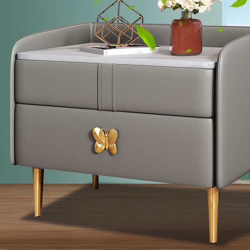 Mesa de noche moderna del gabinete de la cama y de cuero falso, 20 "L x 16" W x 20 "H