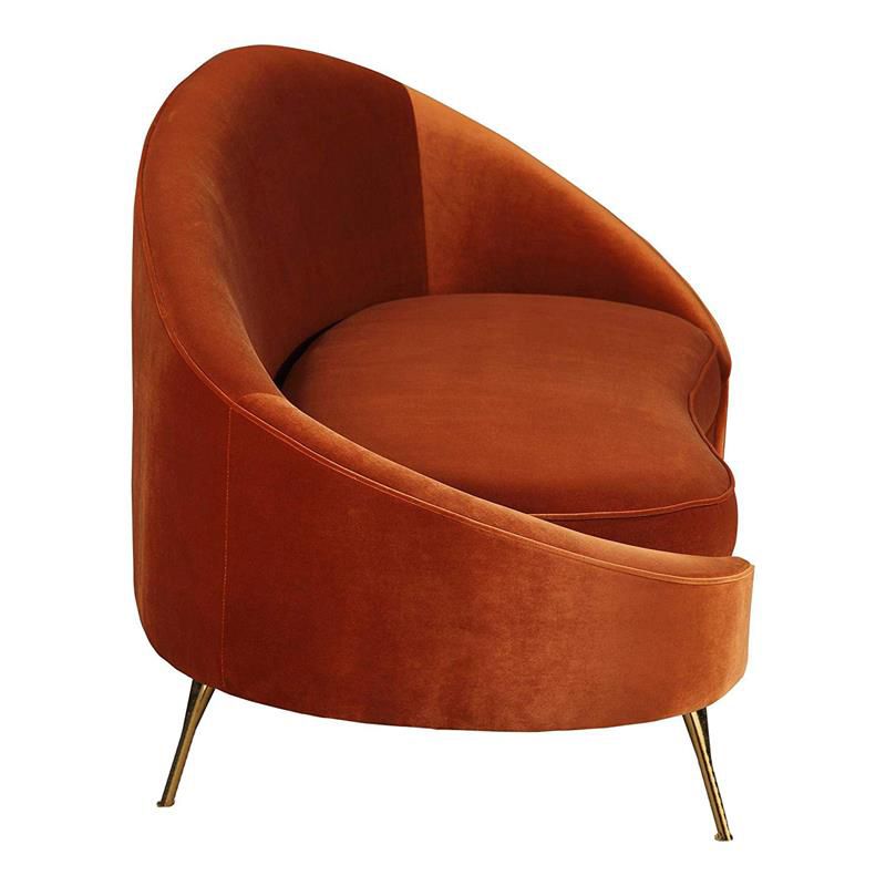 Glam with Arms Orange Chaise Round Arms for Bedroom Living Room
