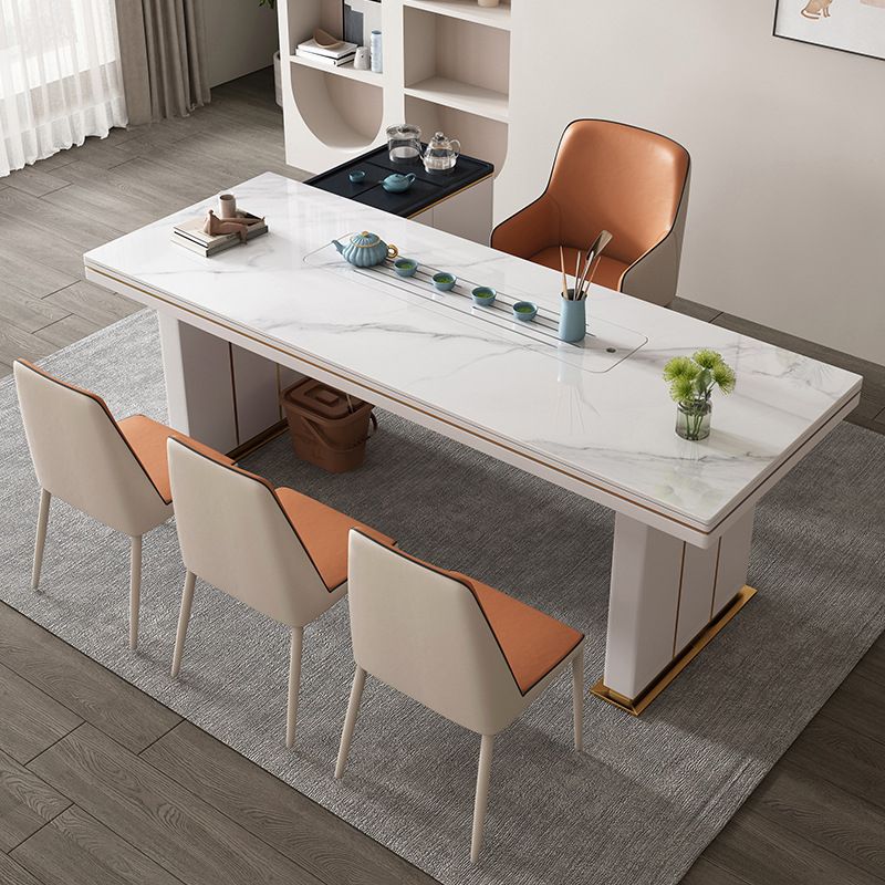 Sillas de comedor de cuero de PU contemporáneos silla de brazo interior con tapizado