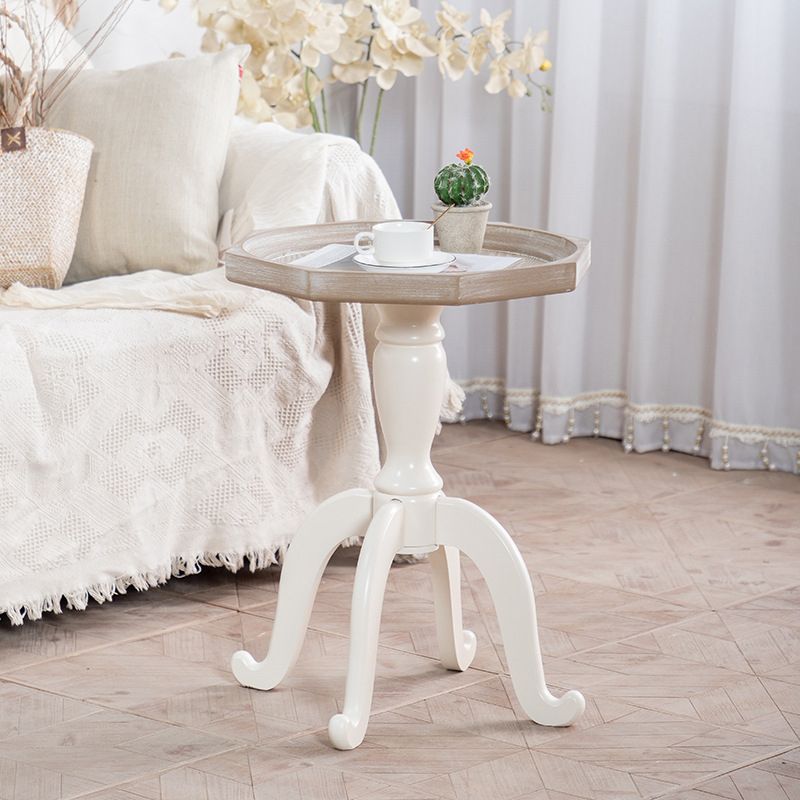 Distressed Wood Side Table French Country Style 25" Tall Side Table