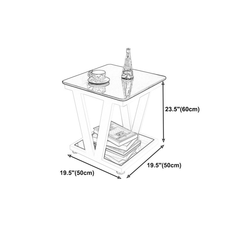 Modern Metal Frame 1 Coffee Table Black/White Square Glass Top Table Clearhalo 'Coffee & Accent Tables' 'Coffee Tables' 'coffee_tables' 'furn' 'furn_coffee_tables' 'Furniture' 'furniture_coffee_tables' 'Living Room Furniture' 1200x1200_53b9177a-9007-4c53-a697-3eceb7520e23