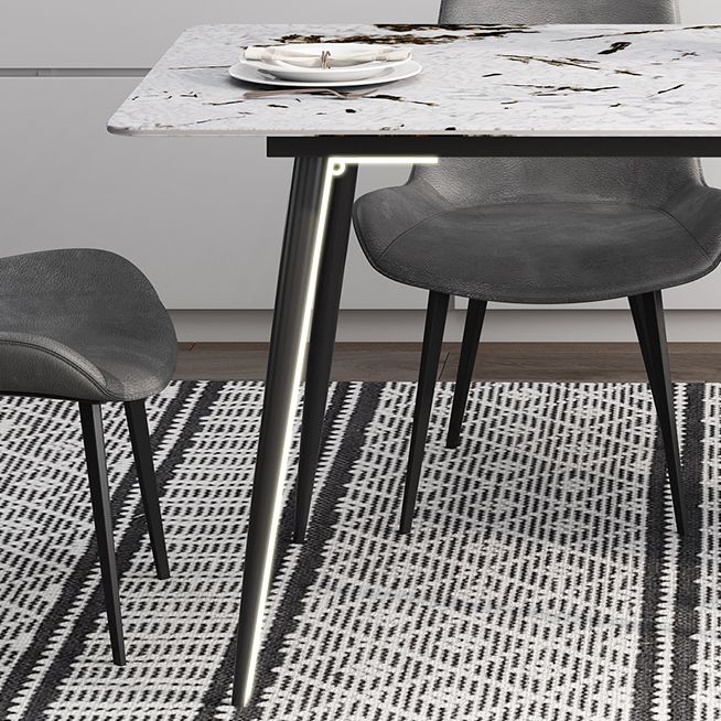 Rectangle 4 jambes Table à manger industrielle Tablette fixe de pierre frittée