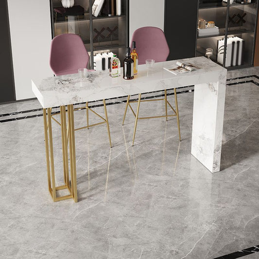 Glam Style Stone Bar Dining Table Rectangle Bar Table for Indoor Clearhalo 'Bar Furniture' 'Bar Tables' 'bar_tables' 'furn' 'furn_bar_tables' 'Furniture' 'Kitchen & Dining Furniture' 1200x1200_53bc69db-99a7-4b83-a7ca-eb51f0e2d0b7