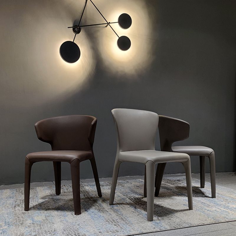 Designer Style Leather Arm Chair Wingback Matte Finish Single Dining Chair Clearhalo ' kitchen&dining_furn' 'Dining Chairs' 'Dining Tables & Seating' 'dining_chair' 'furn' 'furn_dining_chair' 'Furniture' 'furniture_dining_chair' 'Kitchen & Dining Furniture' 'kitchen' 1200x1200_53bf7c67-b10f-4fa5-94f3-88c7227a087b