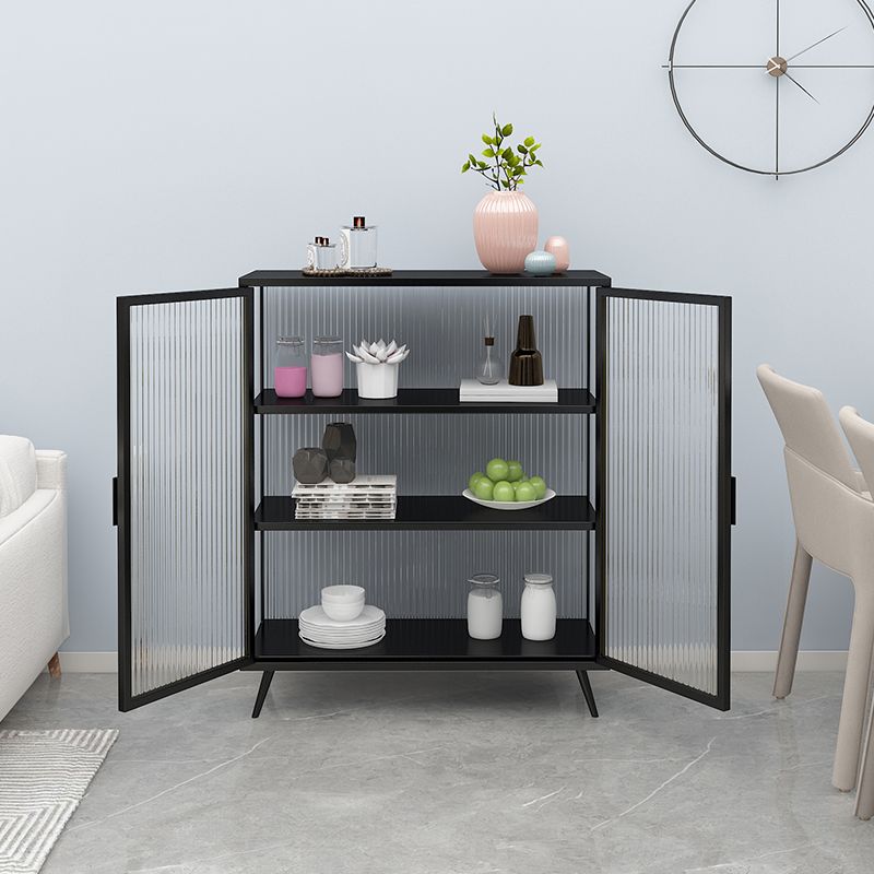 Glass Door Iron Sideboard Modern Server Cabinet with Storage for Kitchen Clearhalo 'buffet_sideboard' 'Buffets & Sideboards' 'furn' 'furn_buffet_sideboard' 'Furniture' 'Kitchen & Dining Furniture' 1200x1200_53c1226f-93c1-42c9-a655-3d6611a638b2