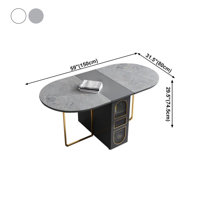 59''L Minimalist Folding Kitchen Dining Table Oval Dining Table with Pedestal Base Clearhalo ' dining_table' 'Dining Tables & Seating' 'Dining Tables' 'furn' 'furn_dining_table' 'Furniture' 'furniture_dining_table' 'Kitchen & Dining Furniture' 'kitchen&dining_furn' 'kitchen' 'kitchen_dining_table' 1200x1200_53c2302a-7975-4154-888d-a281dda5916f