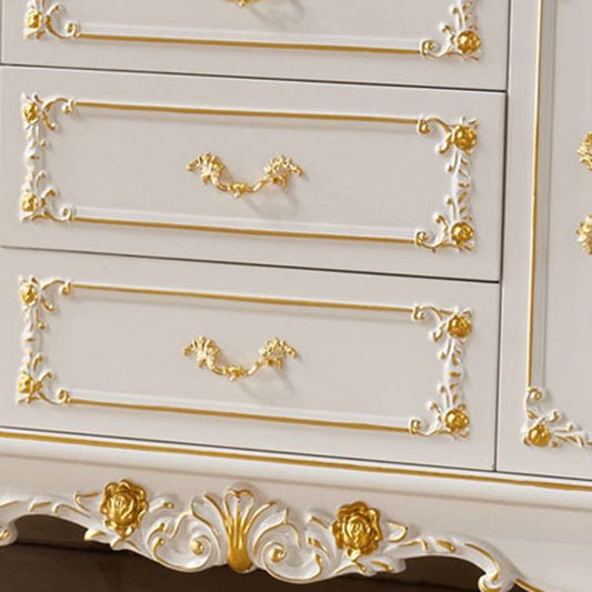 Sideboard glam in legno bianco bianco con 2 porte per soggiorno