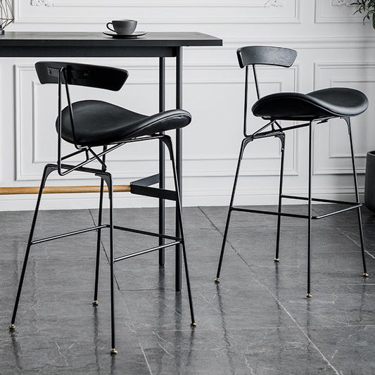 Industrial Leather Bristol Stool Matte Finish Footrest Low Back Barstool Clearhalo 'Bar Furniture' 'Bar Stools' 'bar_stools' 'furn' 'furn_bar_stools' 'Furniture' 'furniture_bar_stools' 'Kitchen & Dining Furniture' 1200x1200_53c26e09-05cd-4624-bb0a-866d688cb341