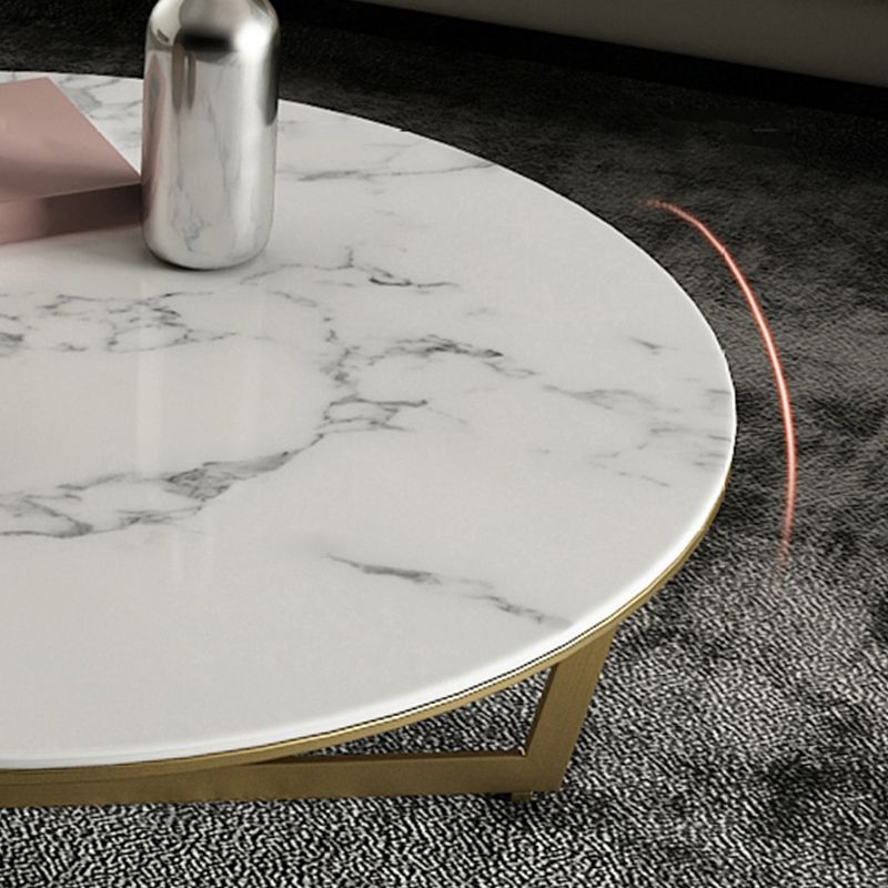 Contemporary Frame Coffee Table Round Slate Top Cocktail Table Clearhalo 'Coffee & Accent Tables' 'Coffee Tables' 'coffee_tables' 'furn' 'furn_coffee_tables' 'Furniture' 'Living Room Furniture' 1200x1200_53c275e4-ec7b-4088-b128-52730a1efcd4
