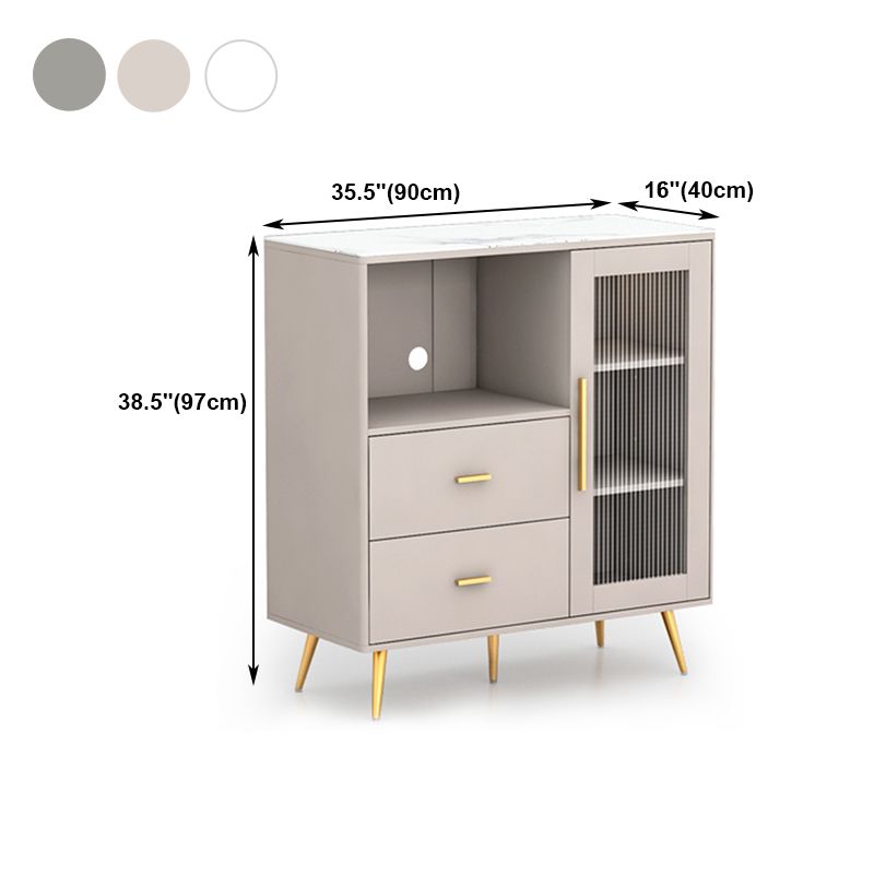 Sideboard in legno ingegnerizzato cassetto Glam Scaffali regolabili a scaffalatura con piano di lavoro in pietra