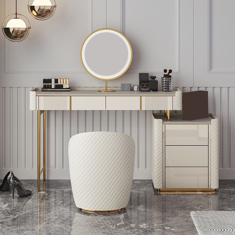 14.96" Wide Stone Makeup Counter Bright White Vanity Tables with Storage Drawers Clearhalo 'Bedroom Furniture' 'furn' 'furn_makeup_vanities' 'Furniture' 'Makeup Vanities' 'makeup_vanities' 1200x1200_53c55298-befe-4512-bf6b-1db69cdda214
