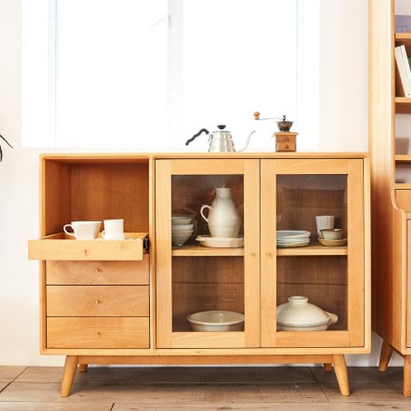 Hedendaagse massief houten zijde bord glazen deuren zijbord met laden