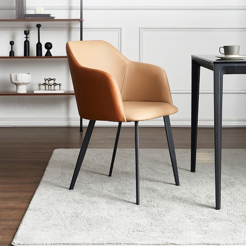 Contemporary Style Leather Dining Arm Chairs Solid Back Upholstered Chairs Clearhalo ' kitchen&dining_furn' 'Dining Chairs' 'Dining Tables & Seating' 'dining_chair' 'furn' 'furn_dining_chair' 'Furniture' 'furniture_dining_chair' 'Kitchen & Dining Furniture' 'kitchen' 1200x1200_53c68c20-a4a5-4750-91a1-1aae7686ddea