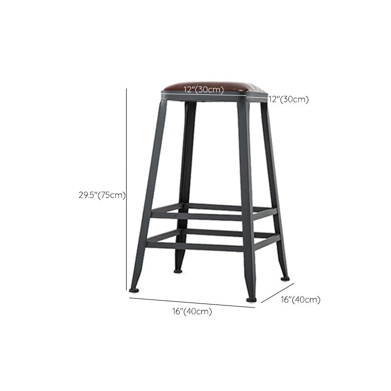 Industrial Brown Counter Stool Leather Square Stool with Black Metal Frame Clearhalo 'Bar Furniture' 'Bar Stools' 'bar_stools' 'furn' 'furn_bar_stools' 'Furniture' 'Kitchen & Dining Furniture' 1200x1200_53c693c9-b98d-41ee-ba3a-50864c596477