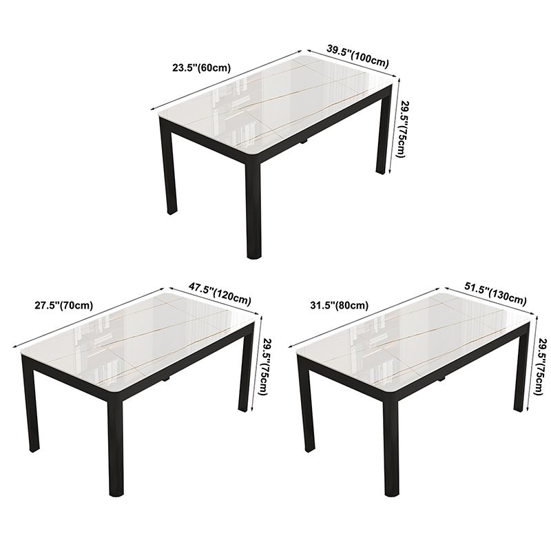 Modern Sintered Stone Dining Table Rectangular Table with Metallic Four-leg Clearhalo ' dining_table' 'Dining Tables & Seating' 'Dining Tables' 'Furniture' 'furniture_dining_table' 'Kitchen & Dining Furniture' 'kitchen&dining_furn' 'kitchen' 'kitchen_dining_table' 1200x1200_53c83266-d1c2-47e3-8d44-a39a71f7ba8e