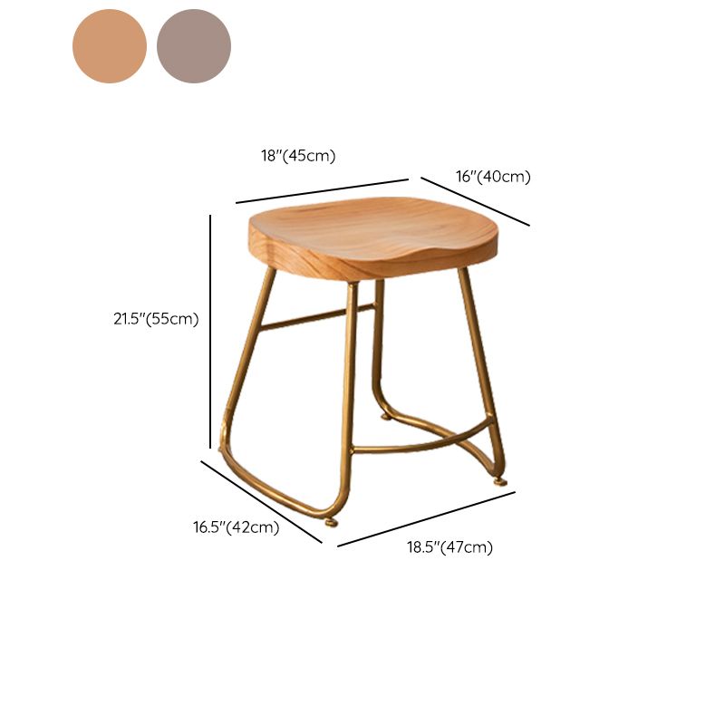 Modern Armless Backless Counter Stool Iron Bar Stool with Wooden Seat for Indoor Clearhalo 'Bar Furniture' 'Bar Stools' 'bar_stools' 'furn' 'furn_bar_stools' 'Furniture' 'Kitchen & Dining Furniture' 1200x1200_53c93e27-1a6c-4b8f-bf98-2848b828522d