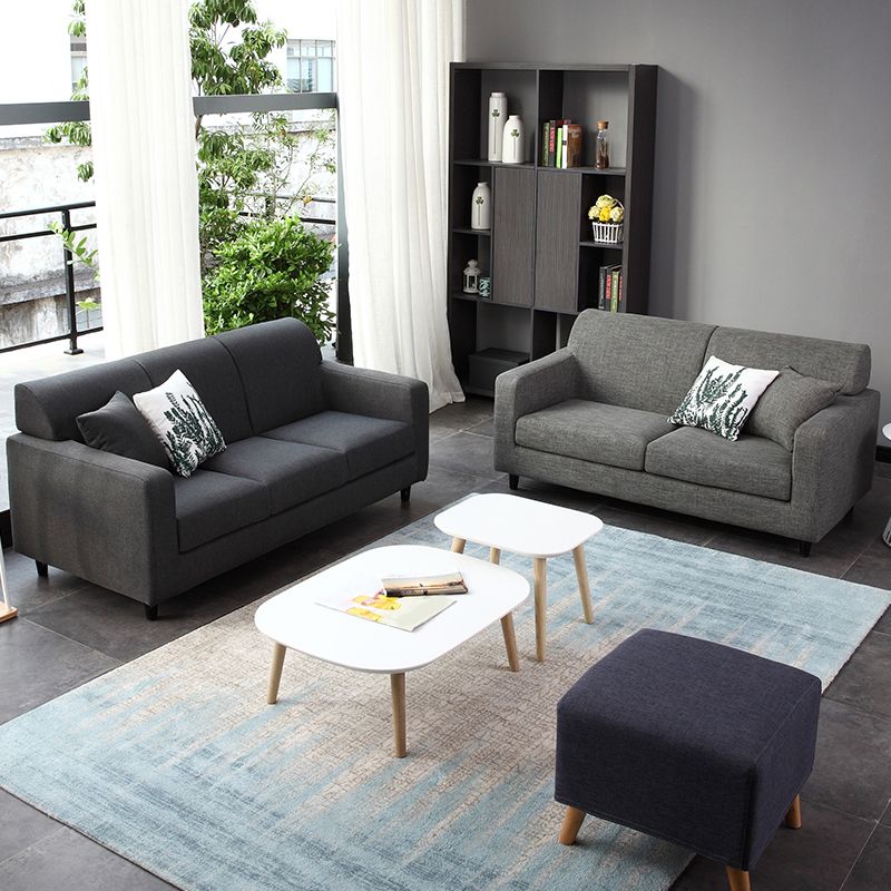 32.67 "wリネンスクエアアームソファ2つの枕と現代標準ソファ