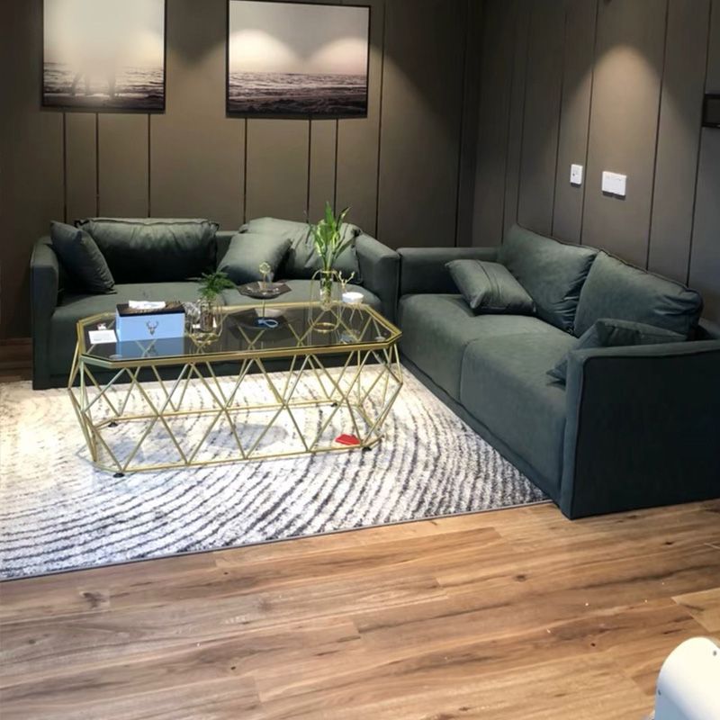 リビングルームのためにクッションバック付きのソリッドウッドスクエアアームソファ