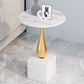 Contemporary Stone Top End Table 23.62" Tall Pedestal Side Table