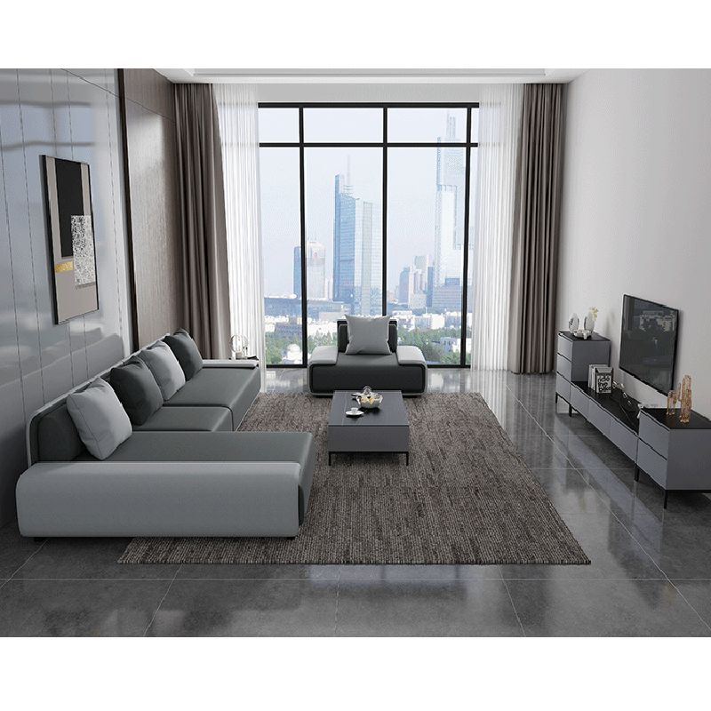 Dark Grey Modular Sectional with Square and Pillow Back Cushion Clearhalo 'furn' 'furn_sectionals' 'Furniture' 'furniture_sectionals' 'kitchen' 'kitchen_sectionals' 'Living Room Furniture' 'Sectionals' 1200x1200_53ce0773-d397-4aa6-a42b-d92bbc225a9b