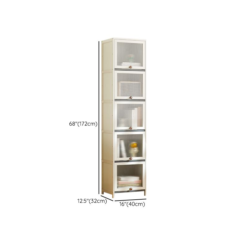 Contemporary Bamboo Accent Cabinet in White 12.6" D Chest with Glass Paned Clearhalo 'Cabinets & Chests' 'cabinets_chests' 'furn' 'furn_cabinets_chests' 'Furniture' 'Living Room Furniture' 1200x1200_53ce5853-1cbd-45be-a5f3-810b4e008694