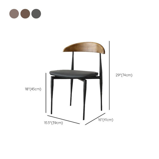 Silla de comedor de estilo moderno de cuero silla lateral abierta para comedor