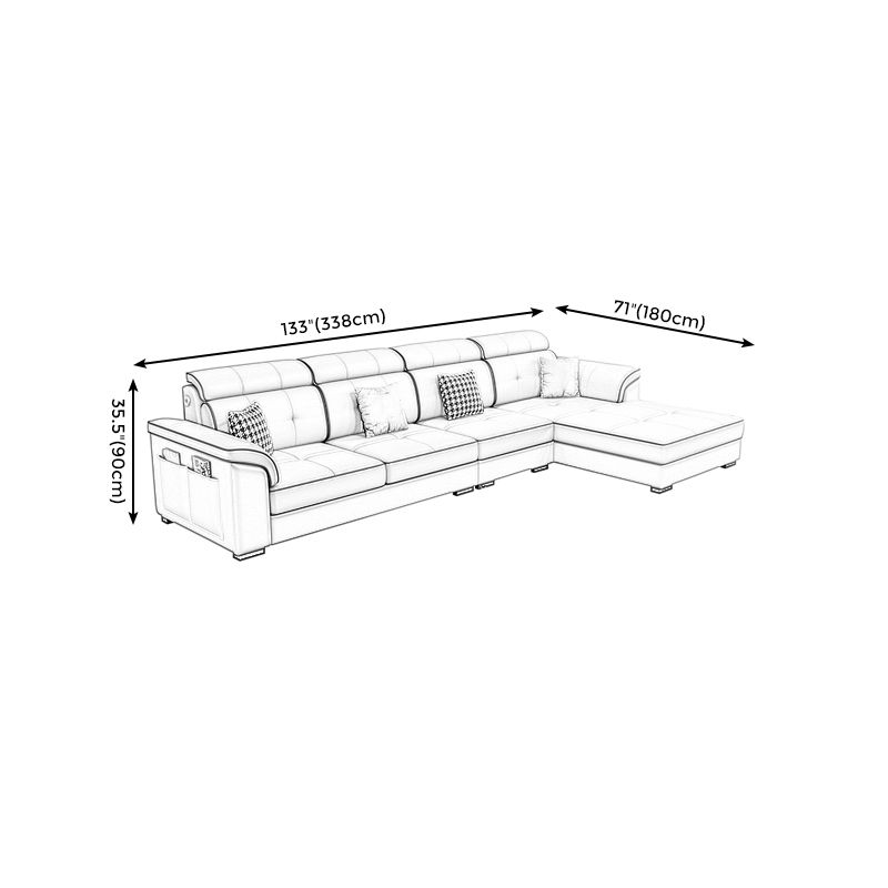 Faux Leather/Cotton Blend L-Shape Right Hand Facing Sectional Sofa Set Clearhalo 'Furniture' 'furniture_sectionals' 'kitchen' 'kitchen_sectionals' 'Living Room Furniture' 'Sectionals' 1200x1200_53d0ceed-af56-4bea-a0c6-a88d99d2f902