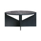 Mesa de centro de madera maciza Mesa de centro o auxiliar redonda contemporánea en negro y natural