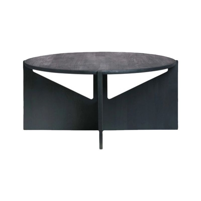 Mesa de centro de madera maciza Mesa de centro o auxiliar redonda contemporánea en negro y natural