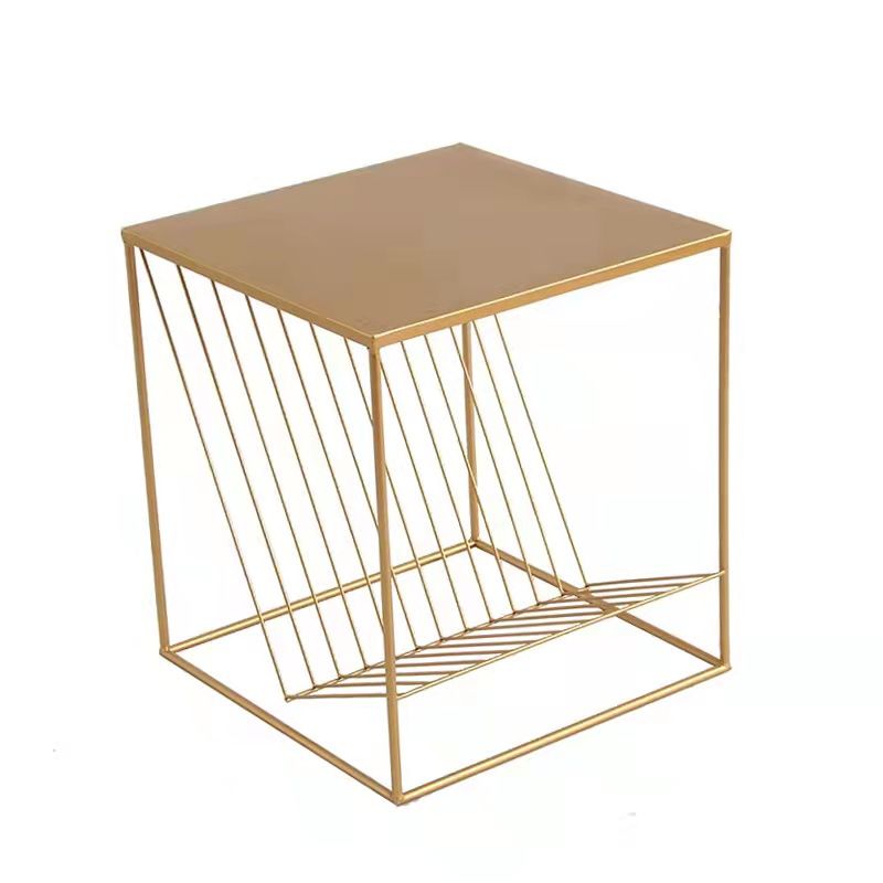 19.6" Tall Square Side Table Frame Ironcraft End Table with Magazine Holder Clearhalo 'Coffee & Accent Tables' 'End & Side Tables' 'end_side_tables' 'furn' 'furn_end_side_tables' 'Furniture' 'Living Room Furniture' 1200x1200_53d51eba-b528-49de-a218-0470d135fe76