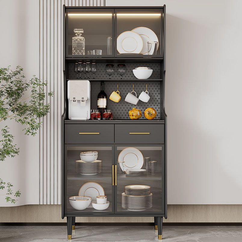 Ultra Modern Wood Dining Hutch Glass Doors Storage Cabinet for Dining Room Clearhalo 'Display & China Cabinets' 'display_china_cabinets' 'furn' 'furn_display_china_cabinets' 'Furniture' 'Kitchen & Dining Furniture' 1200x1200_53d746b1-4dd1-4255-be32-052ff9dee7f9