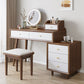 ScandinavianSolid Wood Table Makeup Vanity with Mirror and Drawers