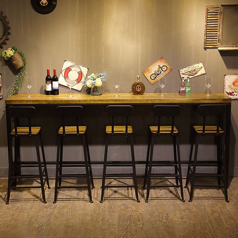 Pine Wood Bar Table Rectangle Industrial Bar Dining Table with Trestle Base Clearhalo 'Bar Furniture' 'Bar Tables' 'bar_tables' 'furn' 'furn_bar_tables' 'Furniture' 'furniture_bar_tables' 'Kitchen & Dining Furniture' 1200x1200_53d858e4-3874-4a21-b09c-c1c00c1860bd