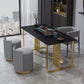 Glam Stone Dining Table Rectangle Iron Table with Golden Double Pedestal Table Clearhalo 'Dining Tables & Seating' 'Dining Tables' 'dining_table' 'furn' 'furn_dining_table' 'Furniture' 'furniture_dining_table' 'Kitchen & Dining Furniture' 'kitchen' 'kitchen_dining_table' 1200x1200_53d9b7f9-526c-4f7b-892a-209e15a6d18e