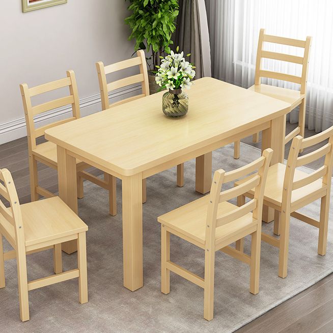 Contemporary Solid Wood Rectangular Dining Table with 4 Legs Clearhalo 'Dining Tables & Seating' 'Dining Tables' 'dining_table' 'furn' 'furn_dining_table' 'Furniture' 'Kitchen & Dining Furniture' 1200x1200_53d9f402-8065-4ab8-9d27-18ac89537cff