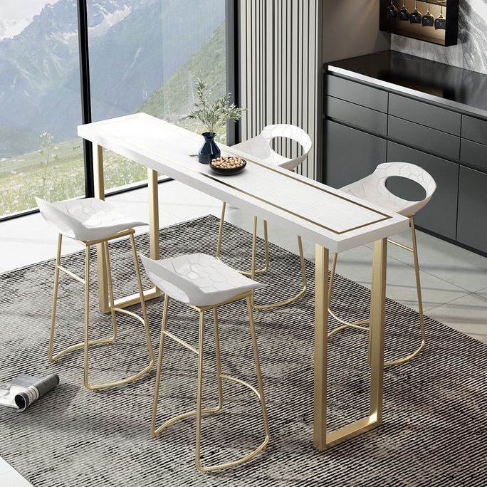 Glam White Wood Bar Dining Table Rectangle Indoor Bistro Table with Sled Pedestal Clearhalo 'Bar Furniture' 'Bar Tables' 'bar_tables' 'furn' 'furn_bar_tables' 'Furniture' 'furniture_bar_tables' 'Kitchen & Dining Furniture' 'kitchen&dining_furn' 'kitchen' 1200x1200_53da3d3b-15cd-4202-9c69-186716f4dc82