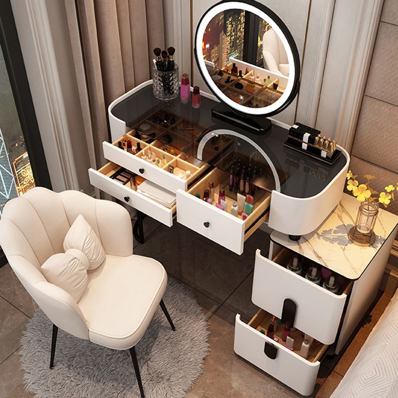 Tavolo da toeletta da vanità in vetro 15,74 "tavoli da vanità larghi con 5 cassetti