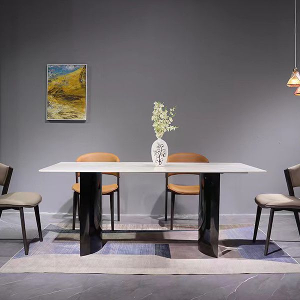Industrial Dinner Table Stone Rectangle Dining Site Table for Home Clearhalo 'Dining Tables & Seating' 'Dining Tables' 'dining_table' 'furn' 'furn_dining_table' 'Furniture' 'Kitchen & Dining Furniture' 1200x1200_53dacd98-d541-43a3-95f5-3e27e58ba7f8
