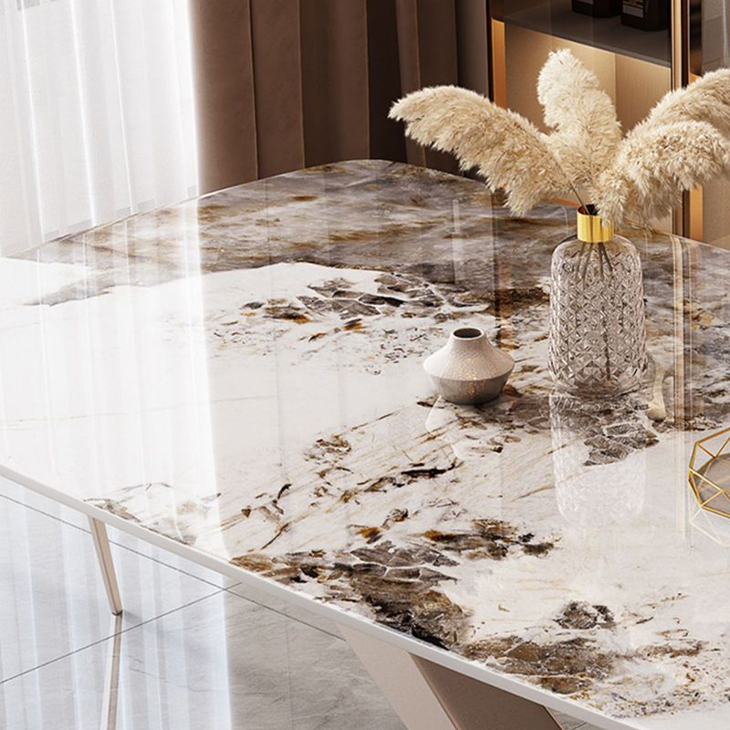 Metal Modern Style Rectangle Dining Table Sintered Stone Top Table for Dining Room Clearhalo 'Dining Tables & Seating' 'Dining Tables' 'dining_table' 'furn' 'furn_dining_table' 'Furniture' 'furniture_dining_table' 'Kitchen & Dining Furniture' 'kitchen' 'kitchen_dining_table' 1200x1200_53db91c4-6e88-4066-a178-c0ce19f71075