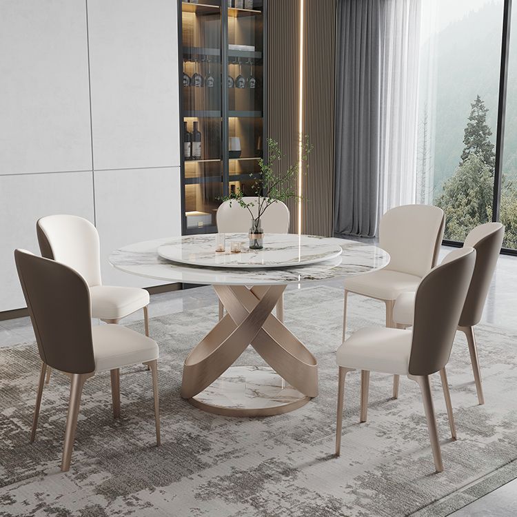 Modern 1/4/5/7 Pieces Dinette Set with White Sintered Stone Round Dining Table Set Clearhalo 'Dining Room Sets' 'Dining Tables & Seating' 'dining_room_set' 'furn' 'furn_dining_room_set' 'Furniture' 'furniture_dining_room_set' 'Kitchen & Dining Furniture' 1200x1200_53de207f-6ca7-4dbf-9972-c194919229f3