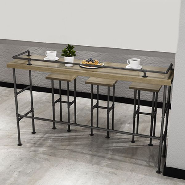 Moderne 1/3/4-delige bartafelset, rechthoekige grenenhouten aanrechttafel met hoge krukken