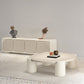 Round Wood Coffee Table White 4 Legs Cocktail Table for Home