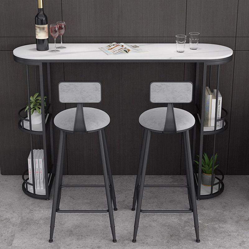 Glam White Stone Bar Dining Table Oval Indoor Bistro Table with Shelve Clearhalo 'Bar Furniture' 'Bar Tables' 'bar_tables' 'furn' 'furn_bar_tables' 'Furniture' 'furniture_bar_tables' 'Kitchen & Dining Furniture' 'kitchen&dining_furn' 'kitchen' 1200x1200_53e47bff-18c8-4482-8925-7c331a3ed8c5