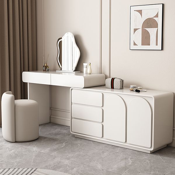 Lighted Mirror Wood White Modern Vanity Dressing Table with Drawers Clearhalo 'Bedroom Furniture' 'furn' 'furn_makeup_vanities' 'Furniture' 'Makeup Vanities' 'makeup_vanities' 1200x1200_53e5093a-eba1-4f1b-8b75-5ee0459b4189
