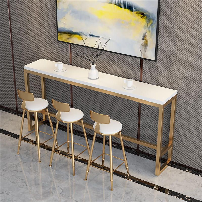 Glam Style Bar Table Faux Marble Rectangle Bar Wine Table with Footrest Clearhalo 'Bar Furniture' 'Bar Tables' 'bar_tables' 'furn' 'furn_bar_tables' 'Furniture' 'Kitchen & Dining Furniture' 1200x1200_53e53f7f-767a-410a-8ac4-935fcf538ea5