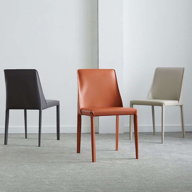 Designer Style Leather Solid Back Side Chair Matte Finish Home Dining Chair Clearhalo ' kitchen&dining_furn' 'Dining Chairs' 'Dining Tables & Seating' 'dining_chair' 'furn' 'furn_dining_chair' 'Furniture' 'furniture_dining_chair' 'Kitchen & Dining Furniture' 'kitchen' 1200x1200_53e57be9-9590-4c04-91a6-f9ea58919926