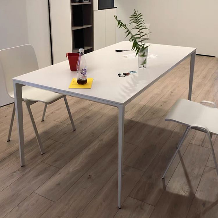 Modern Style Sintered Stone Table 4 Legs Base Rectangle Table for Home Clearhalo ' dining_table' 'Dining Tables & Seating' 'Dining Tables' 'Furniture' 'furniture_dining_table' 'Kitchen & Dining Furniture' 'kitchen&dining_furn' 'kitchen' 'kitchen_dining_table' 1200x1200_53e73a3e-f1fc-4313-bfb1-75707f7728f7